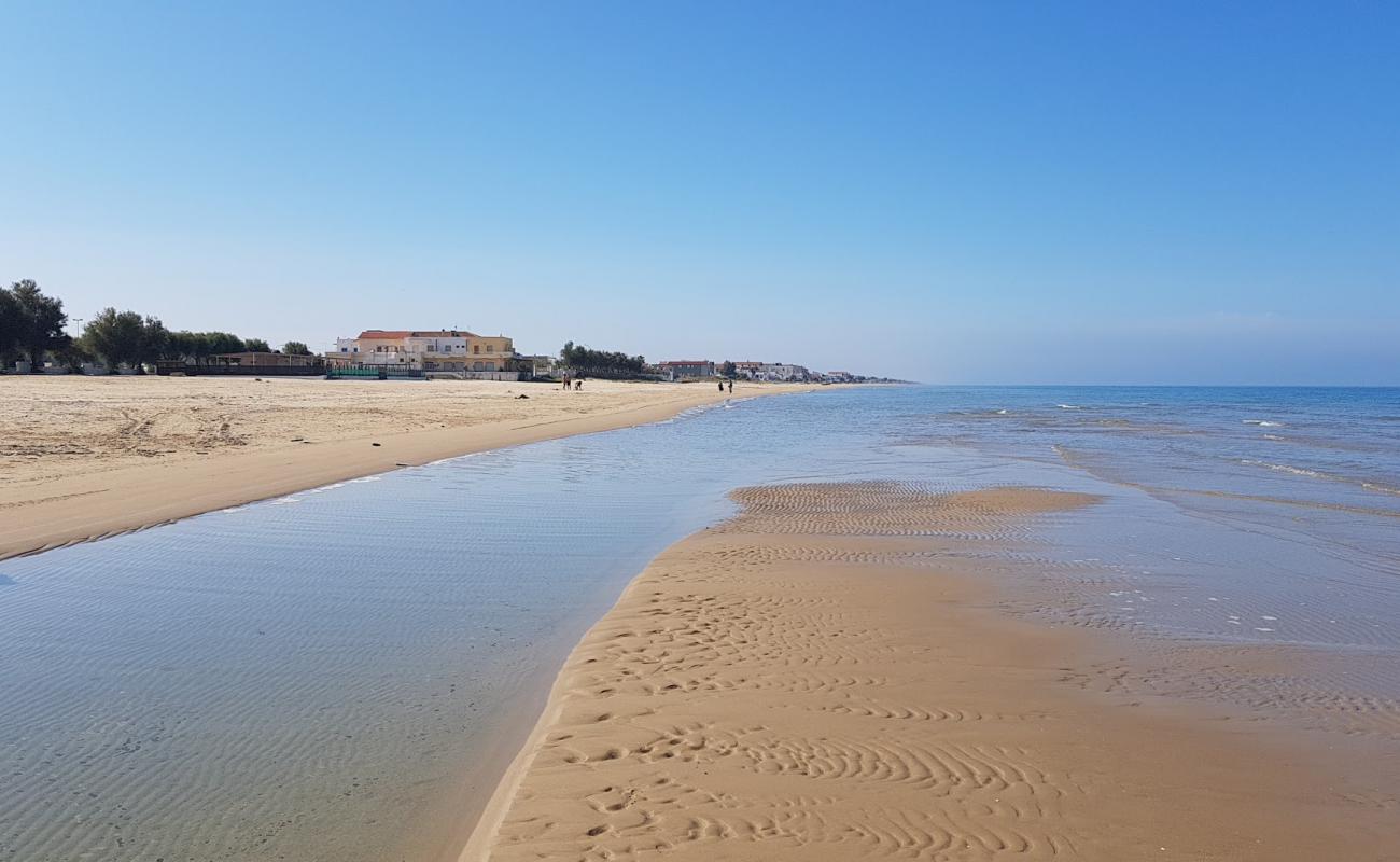 Spiaggia di Torre Mileto'in fotoğrafı kahverengi kum yüzey ile