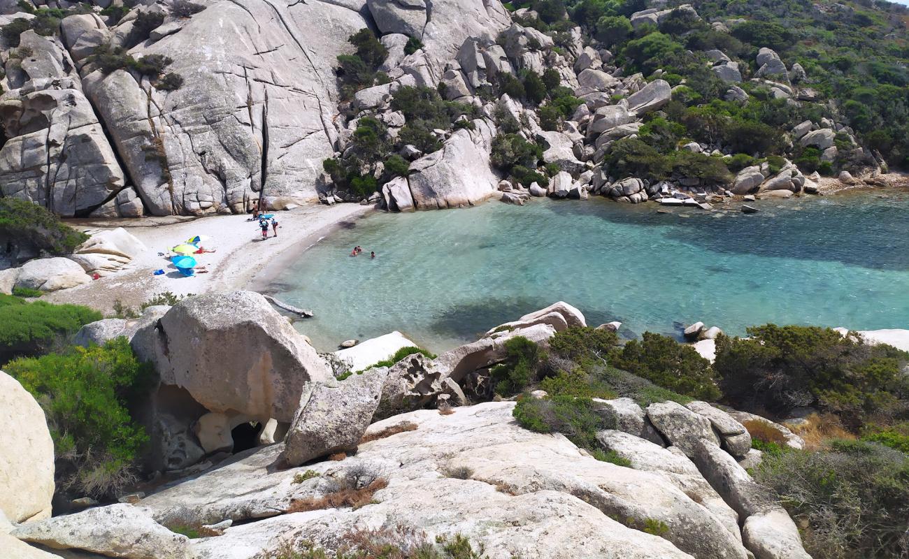 Cala Caprarese Beach'in fotoğrafı açık bej kum yüzey ile