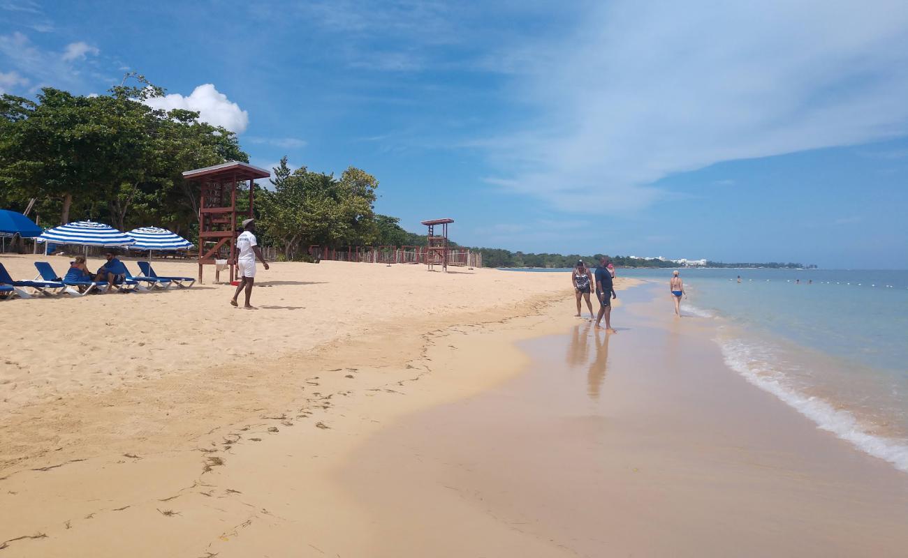 Pearly beach'in fotoğrafı i̇nce bej kum yüzey ile