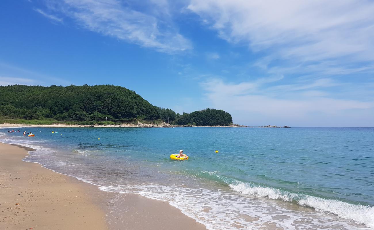 Myeongpa Beach'in fotoğrafı açık bej kum yüzey ile