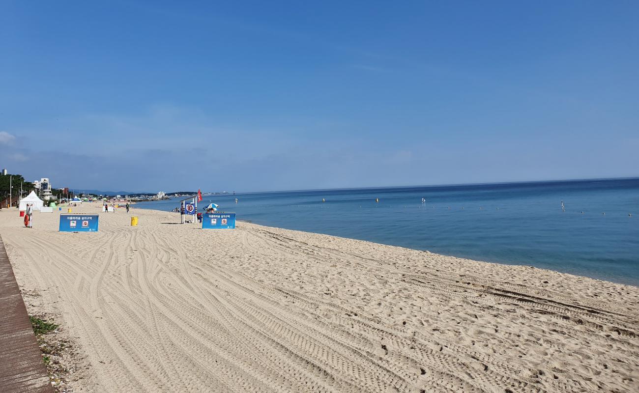 Gyeongpo Beach'in fotoğrafı açık bej kum yüzey ile
