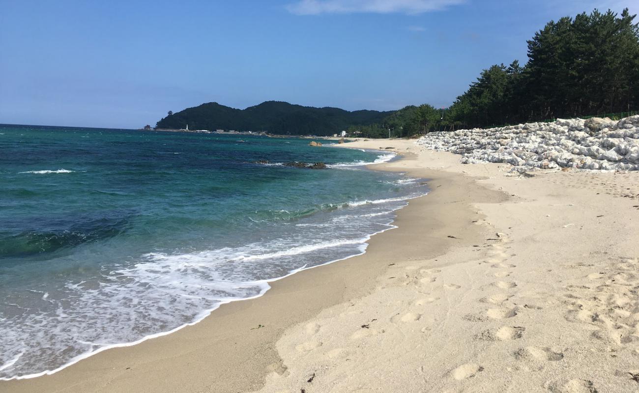 Wonpyeong Beach'in fotoğrafı açık bej kum yüzey ile