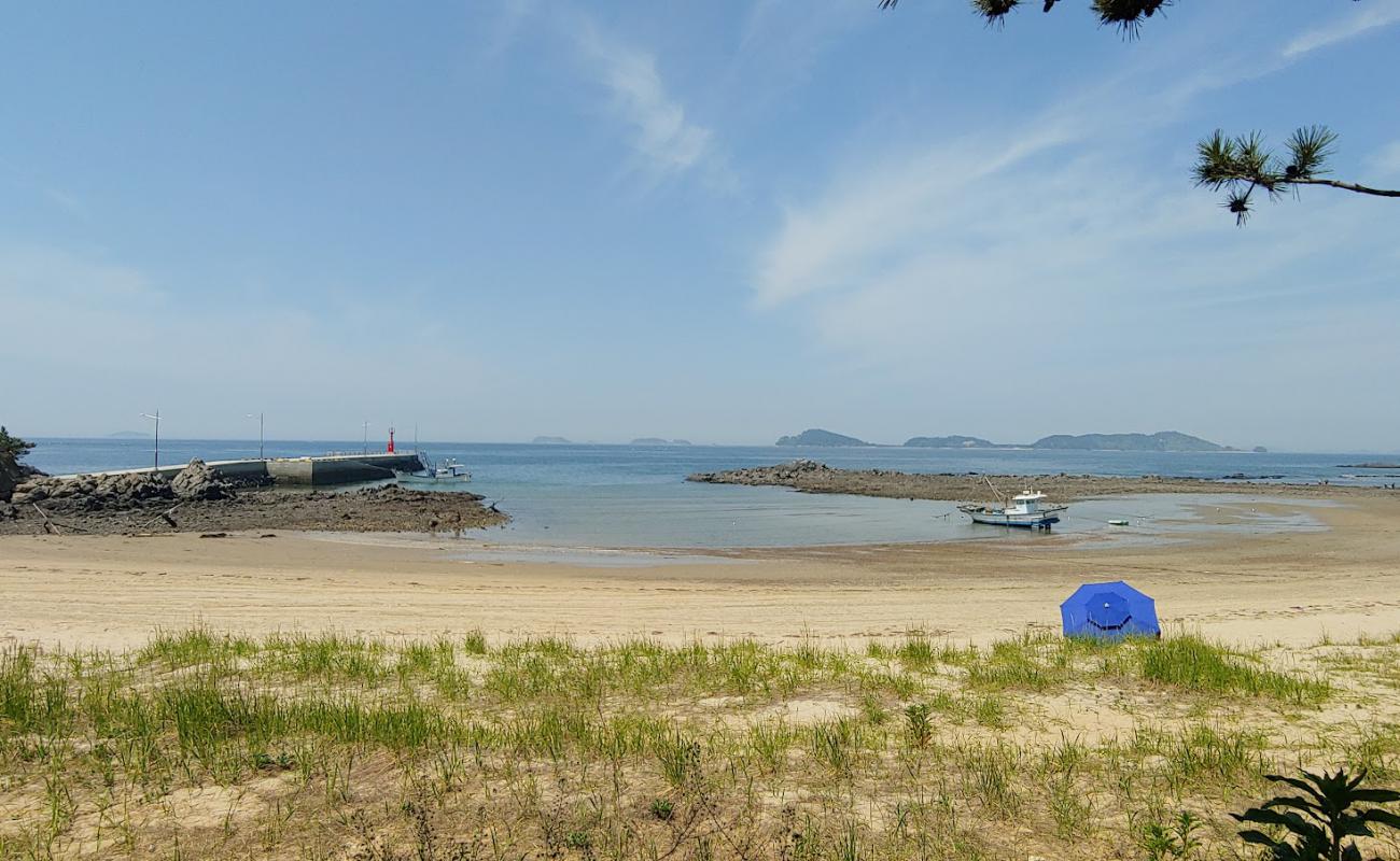 Gomseom Beach'in fotoğrafı bej kum ve kayalar yüzey ile