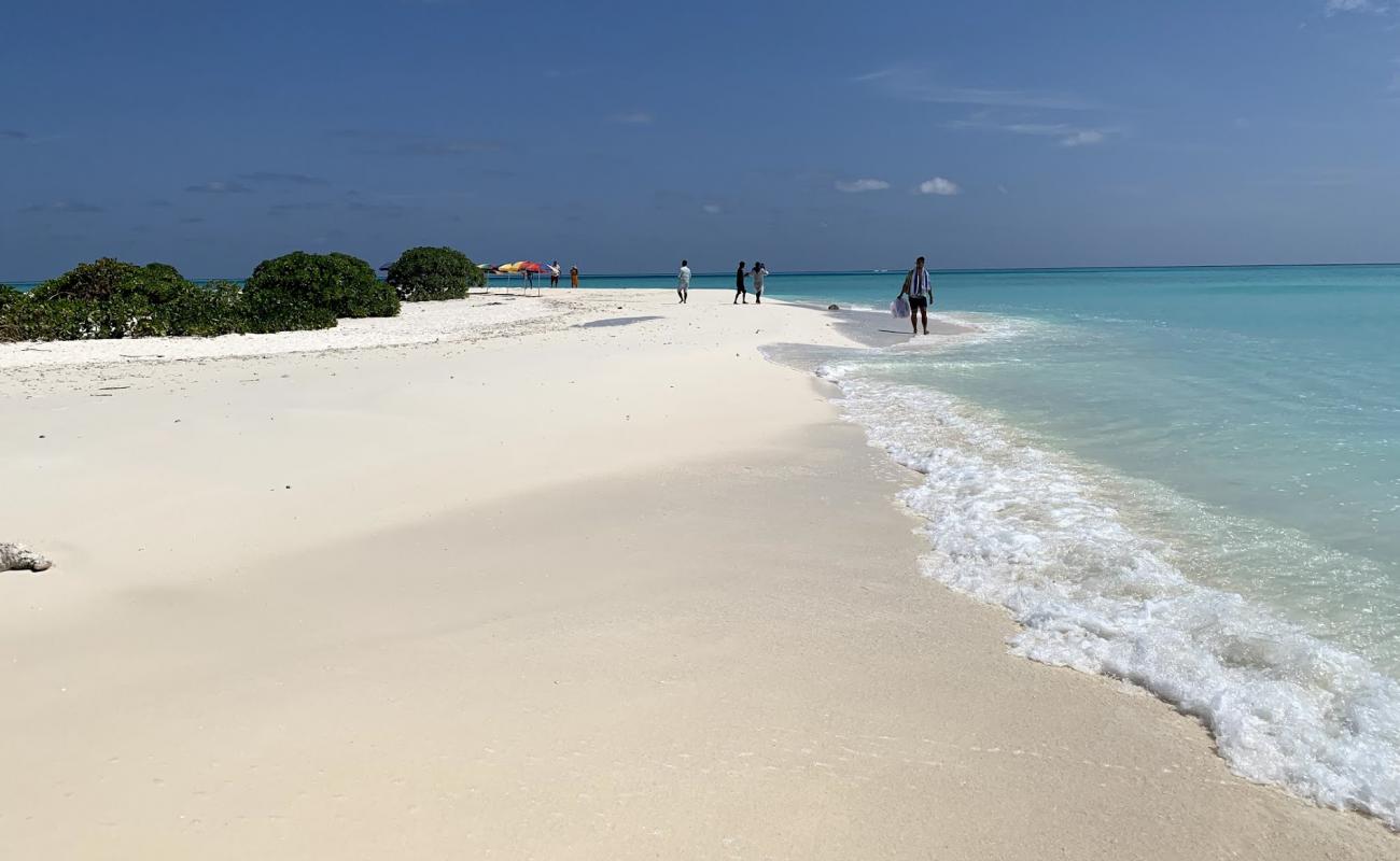 Sand bank Maafushi'in fotoğrafı i̇nce beyaz kum yüzey ile