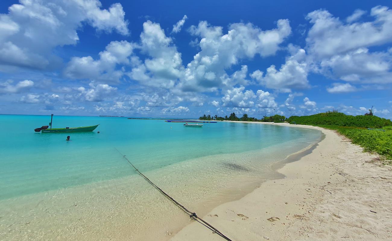 Dhidhoo beach'in fotoğrafı açık bej kum yüzey ile