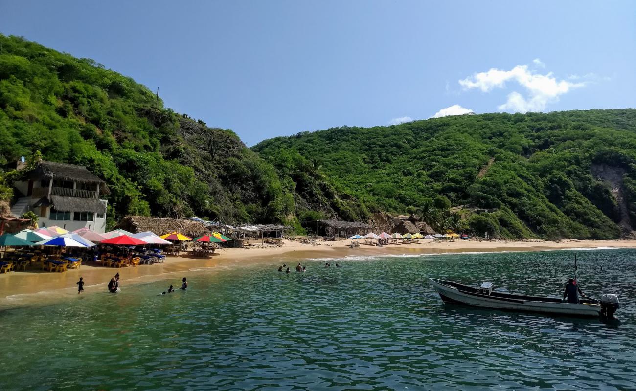 Tehuamixtle beach'in fotoğrafı açık bej kum yüzey ile