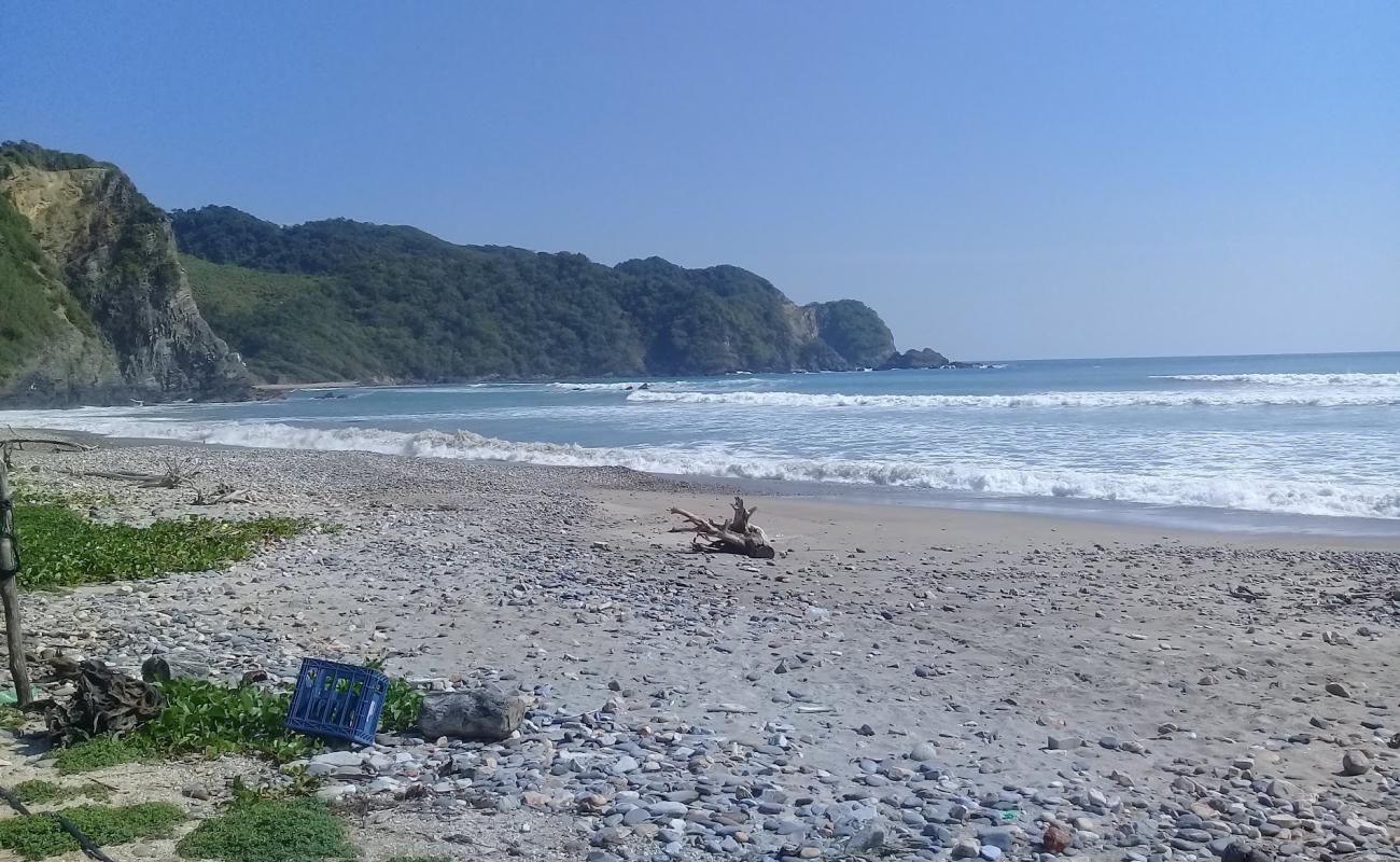 Playa Zapote de Tizupan'in fotoğrafı siyah kum ve çakıllar yüzey ile