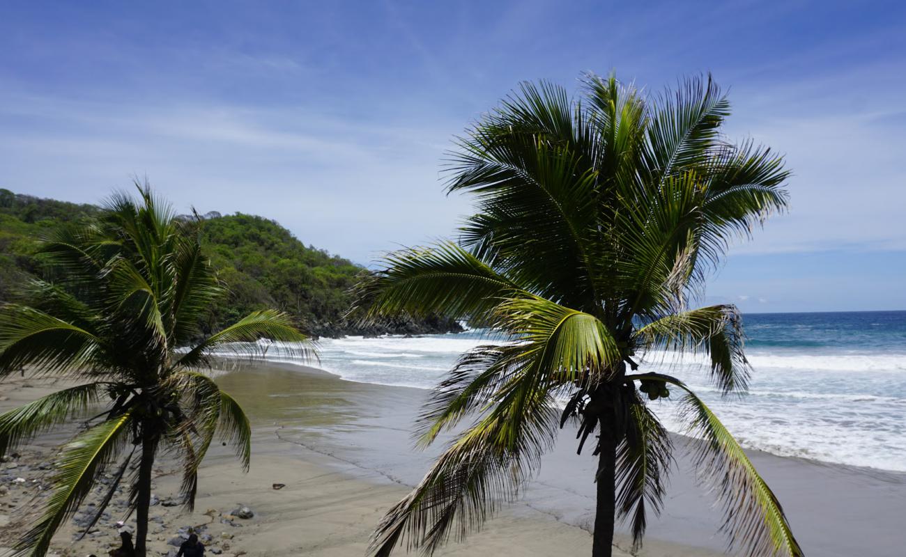 Playa Majahua Zihuatanejo'in fotoğrafı açık bej kum yüzey ile