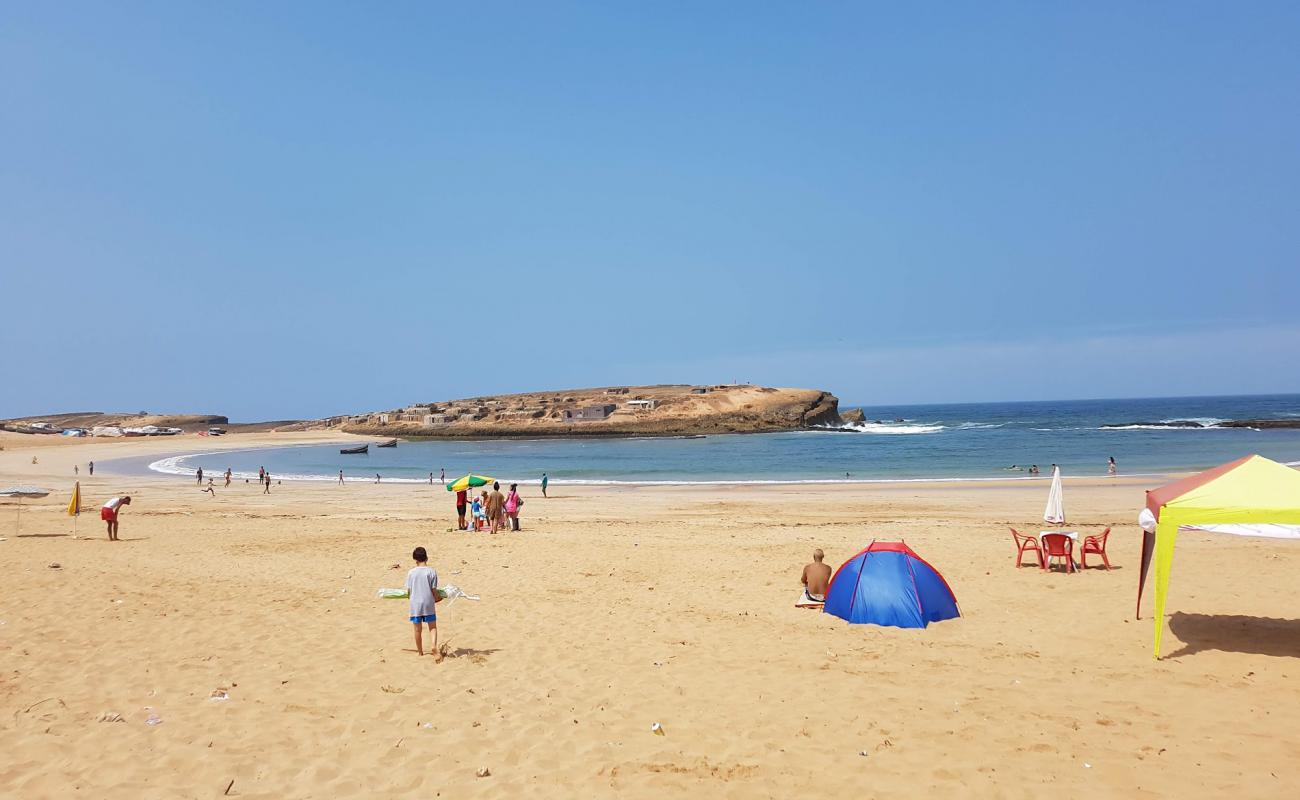 Sidi Belkheir Beach shaty sydy balkhyr'in fotoğrafı i̇nce bej kum yüzey ile