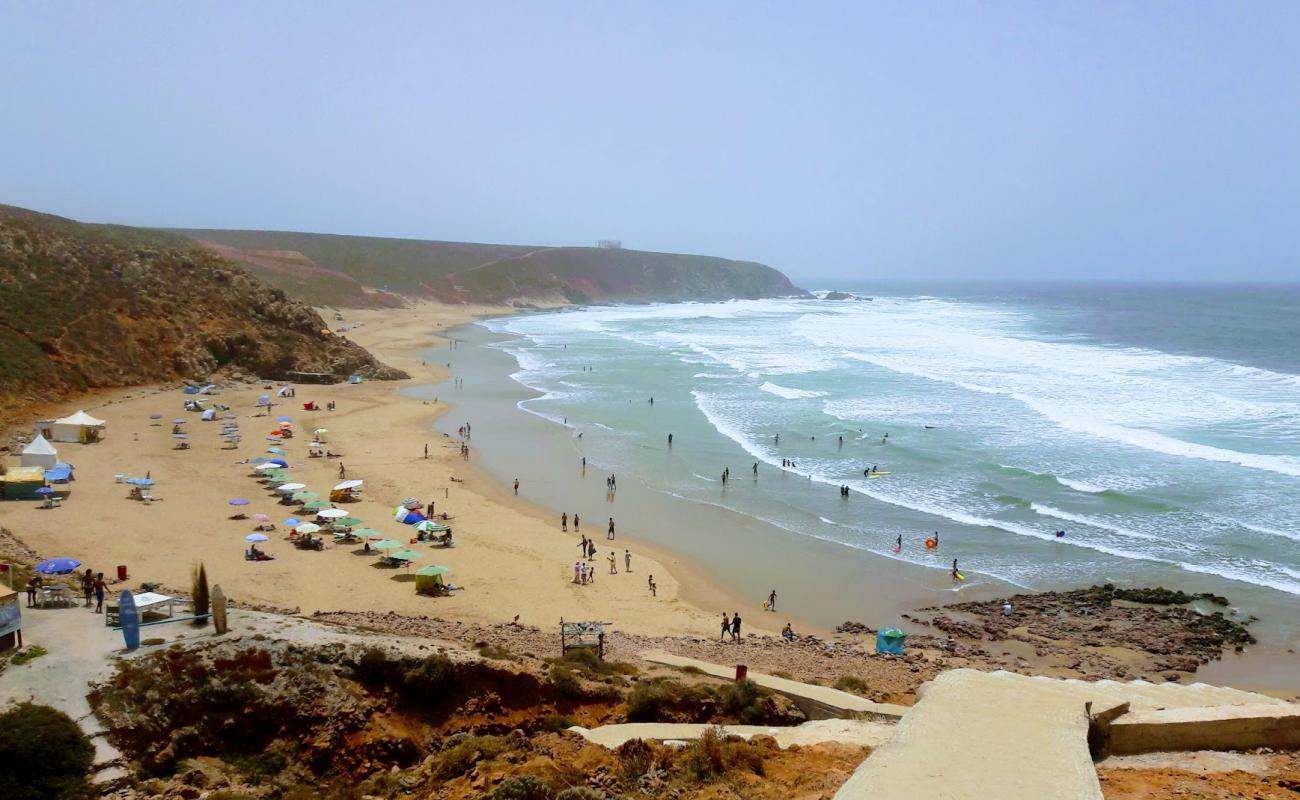 Plage Tamhrouchte'in fotoğrafı i̇nce bej kum yüzey ile