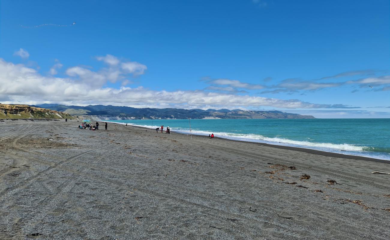 Lake Ferry Beach'in fotoğrafı küçük gri çakıllar yüzey ile