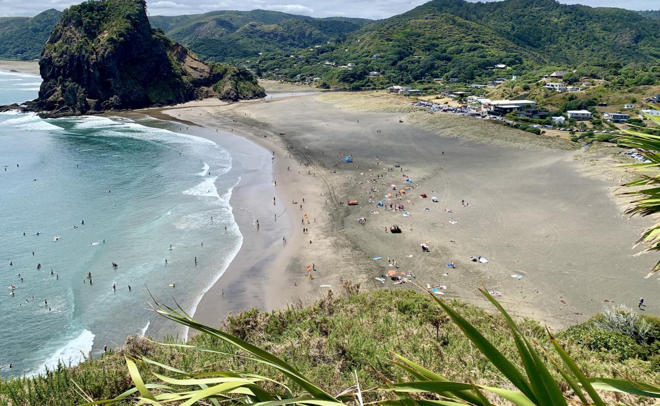 Piha Beach'in fotoğrafı gri kum yüzey ile