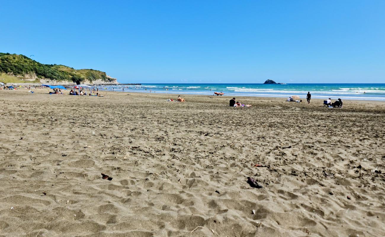 Muriwai Beach'in fotoğrafı açık bej kum yüzey ile