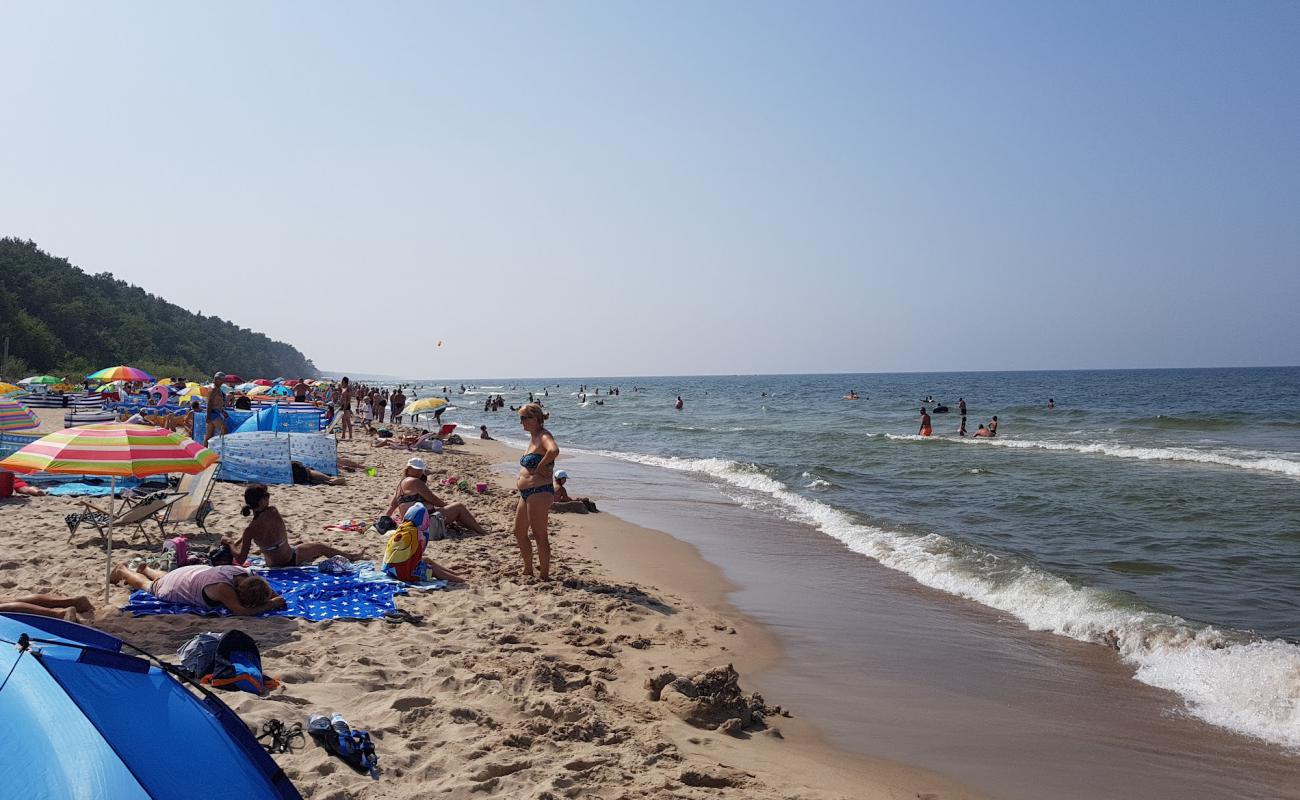 Pustkowo Beach'in fotoğrafı parlak kum yüzey ile