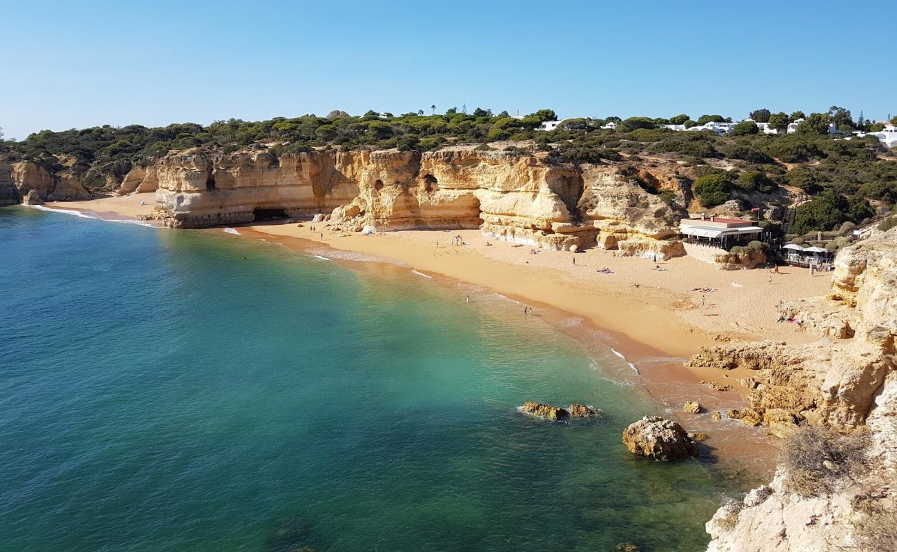 Praia da Coelha'in fotoğrafı i̇nce kahverengi kum yüzey ile