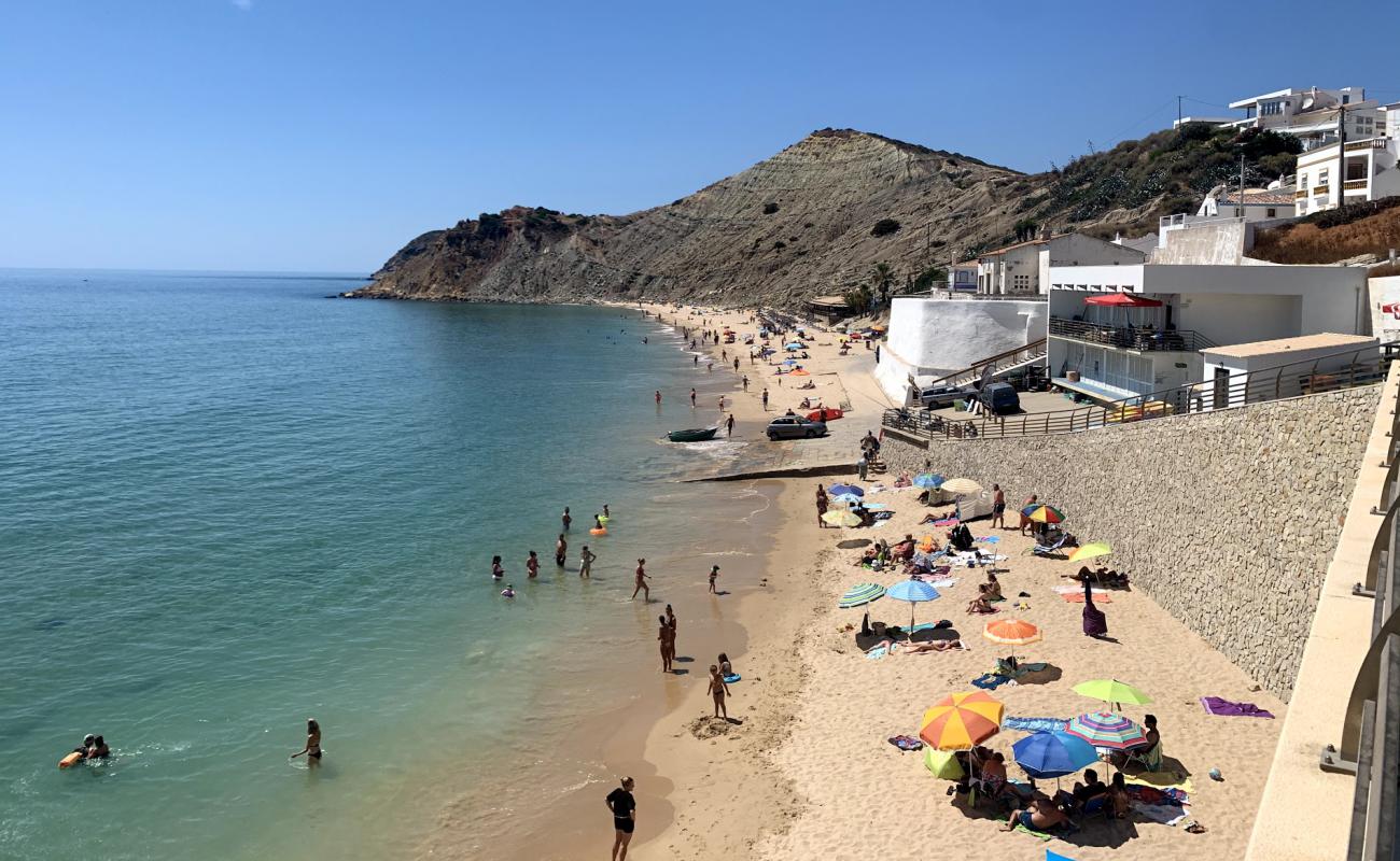 Praia do Burgau'in fotoğrafı parlak ince kum yüzey ile