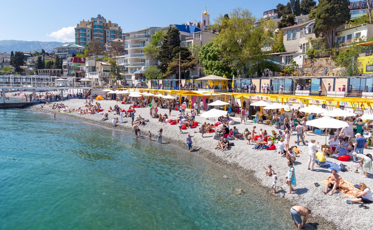 Massandra beach'in fotoğrafı gri ince çakıl taş yüzey ile