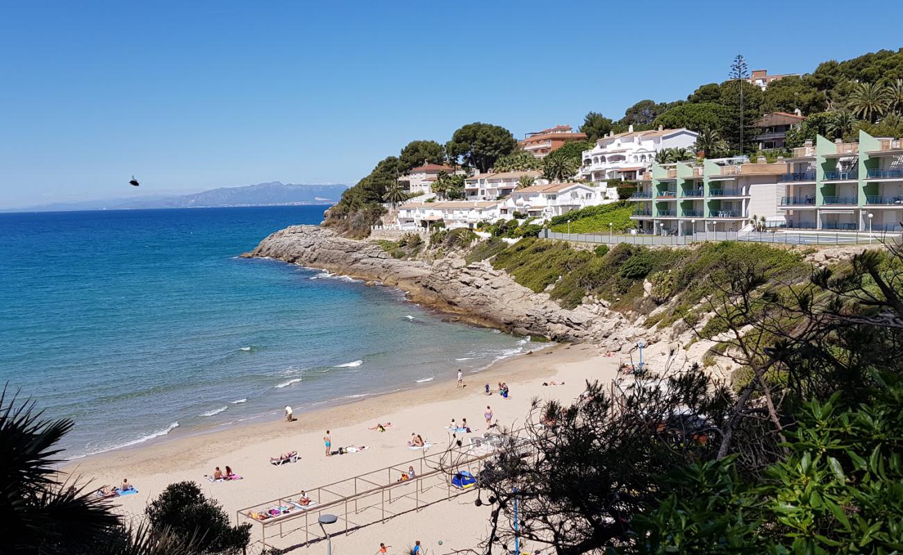 Platja Llarga'in fotoğrafı kahverengi kum yüzey ile