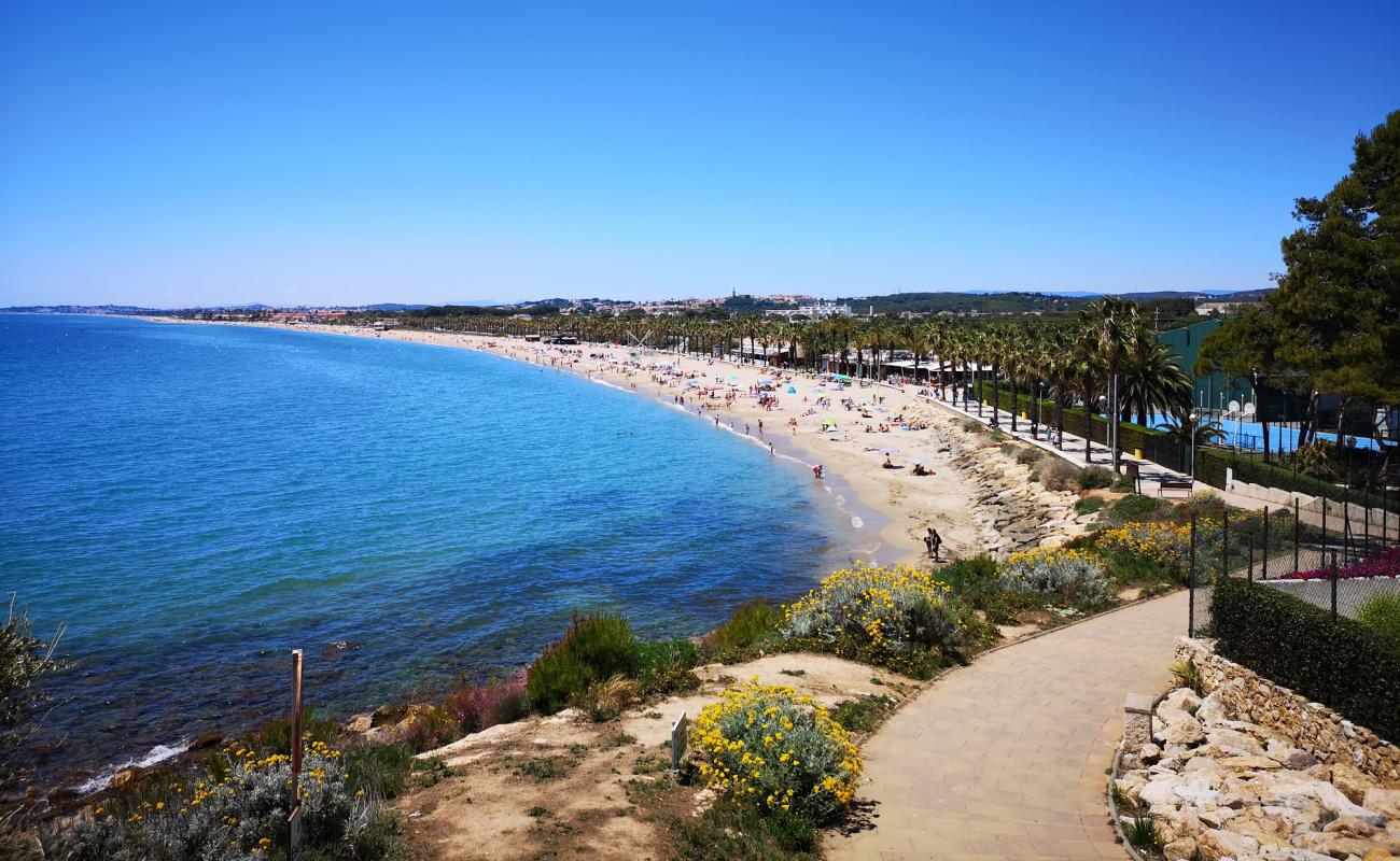Platja Llarga'in fotoğrafı kahverengi kum yüzey ile
