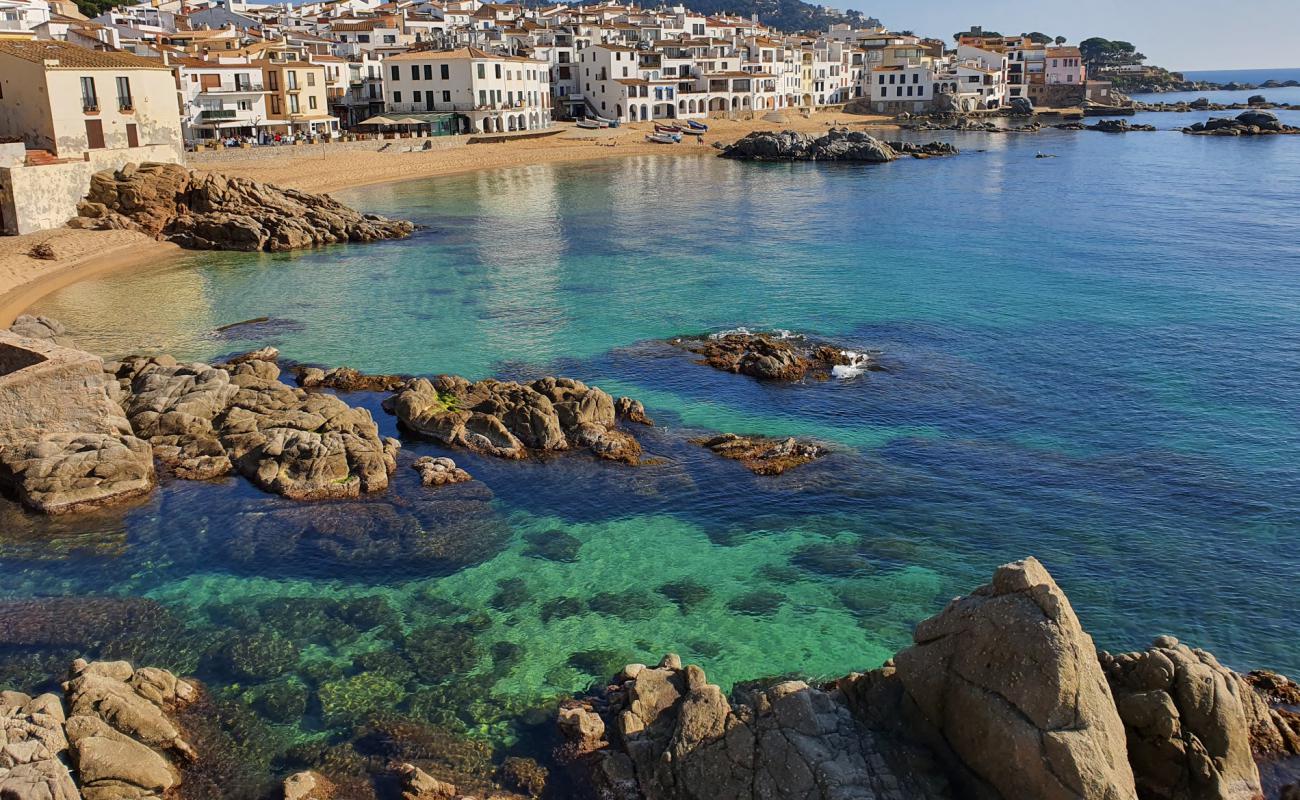 Platja d'En Calau'in fotoğrafı açık bej kum yüzey ile