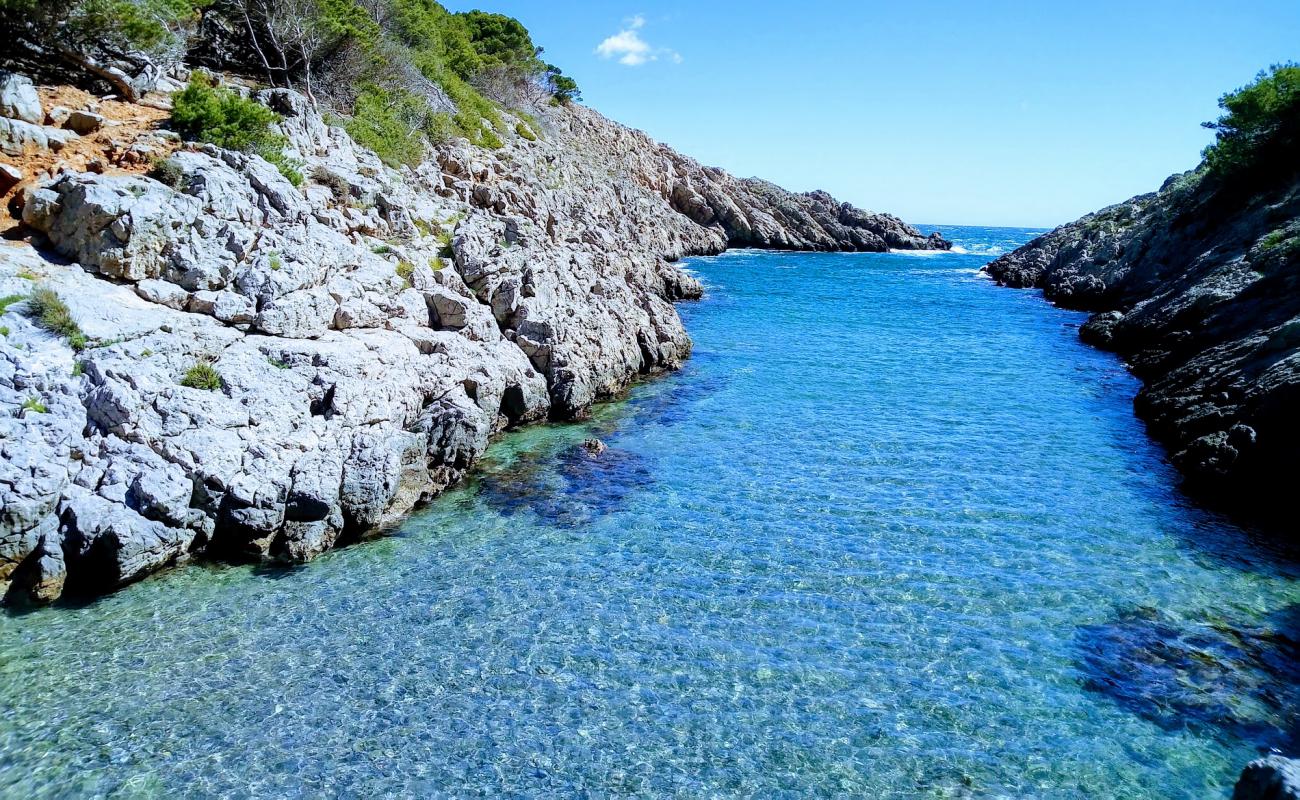 Cala Pedrosa'in fotoğrafı küçük gri çakıllar yüzey ile