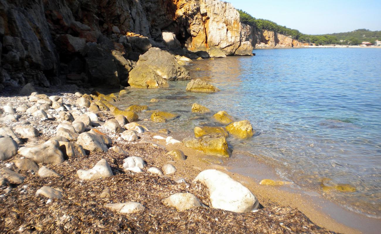 Cala Donzell'in fotoğrafı bej kum ve kayalar yüzey ile