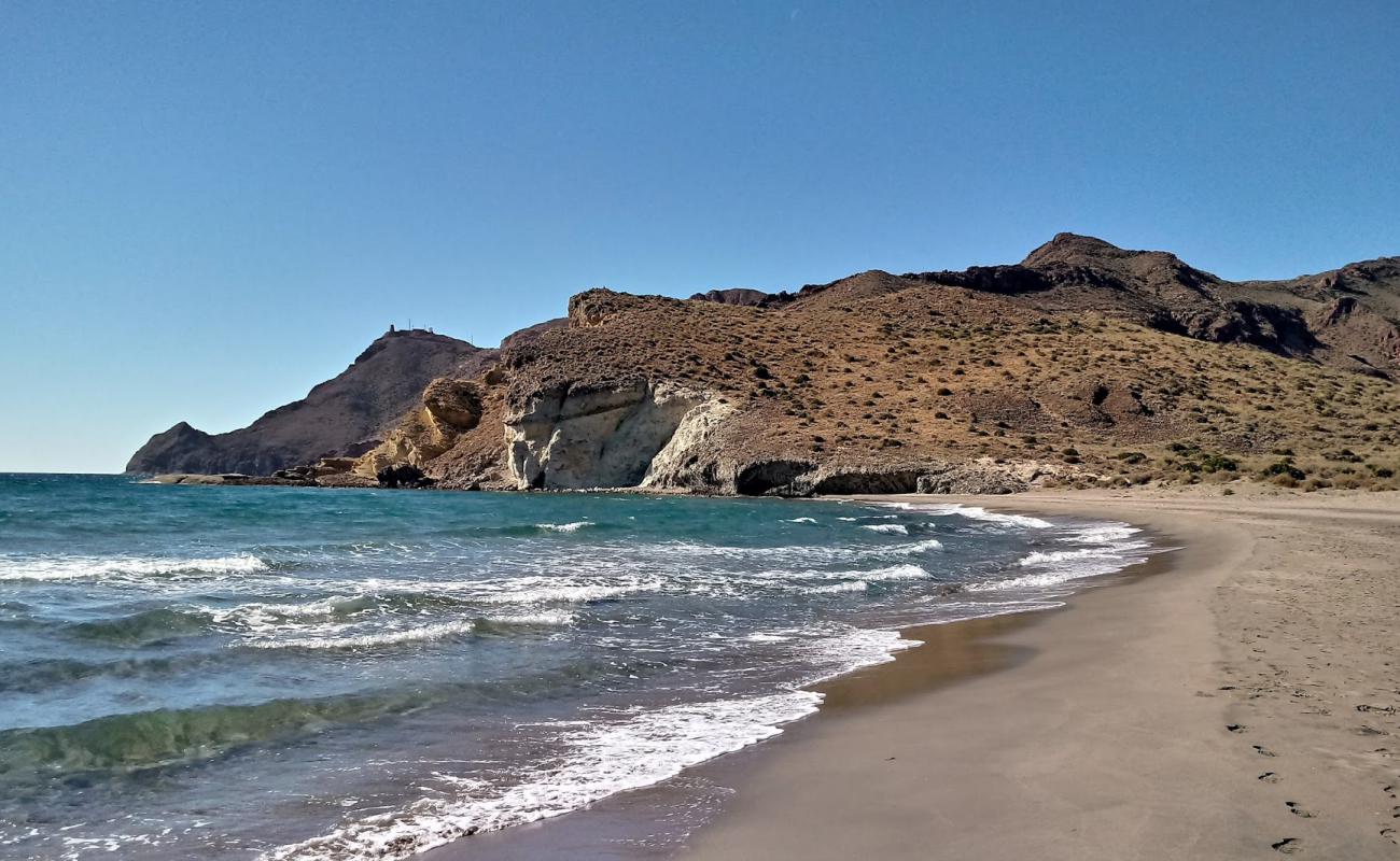 Cala de la Media Luna'in fotoğrafı açık bej kum yüzey ile