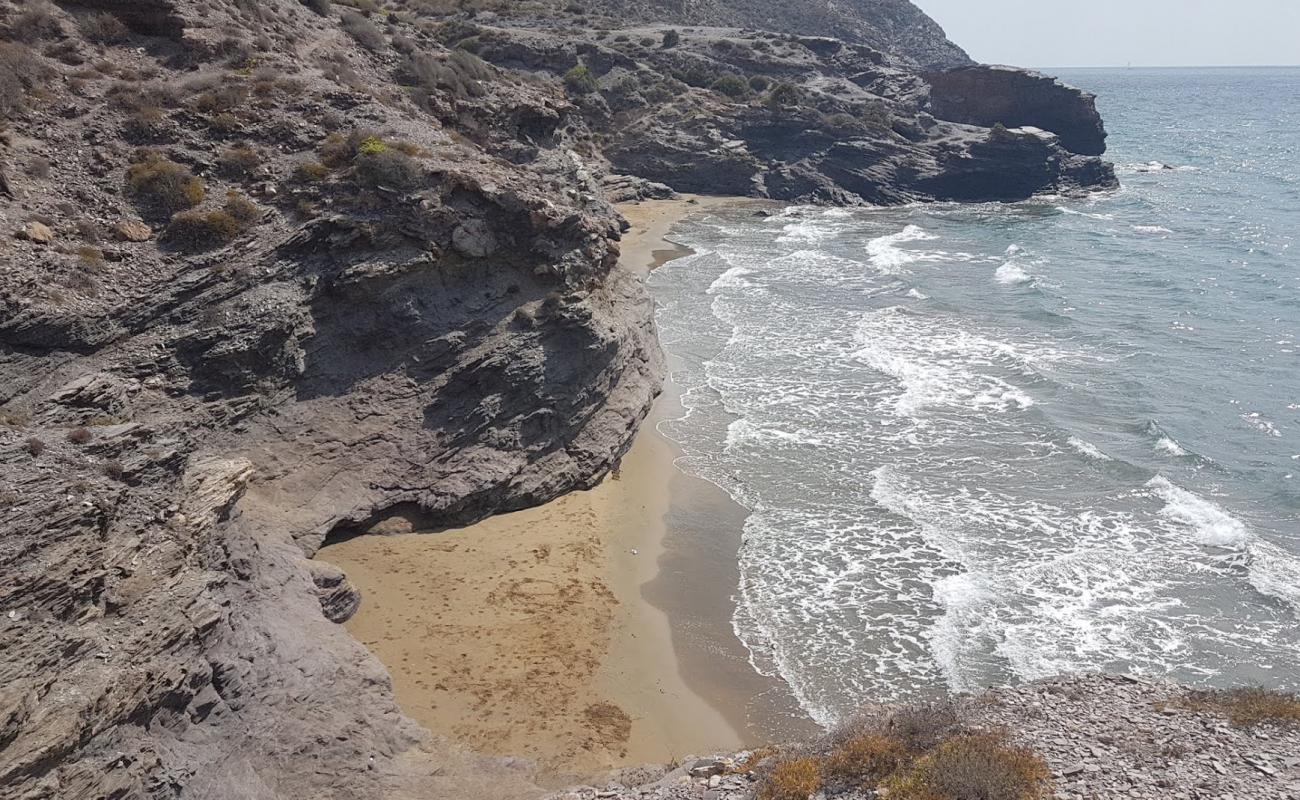 Cala de las Mulas'in fotoğrafı kahverengi kum yüzey ile