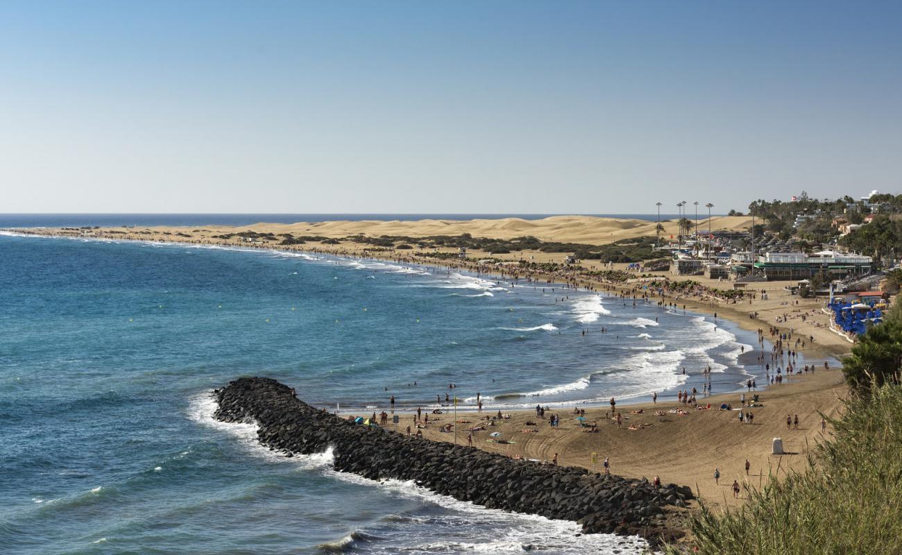 Maspalomas Plajı'in fotoğrafı i̇nce bej kum yüzey ile