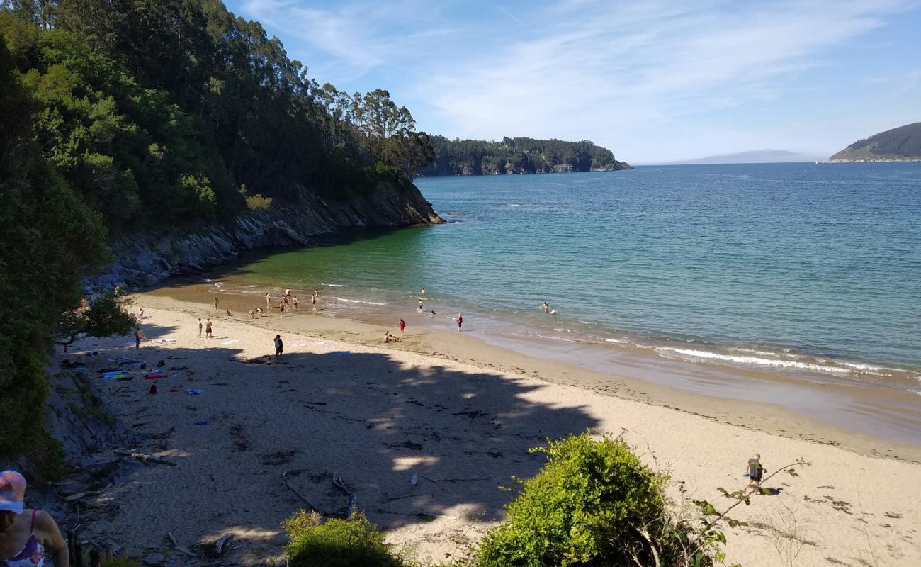Praia de Sacido'in fotoğrafı i̇nce bej kum yüzey ile
