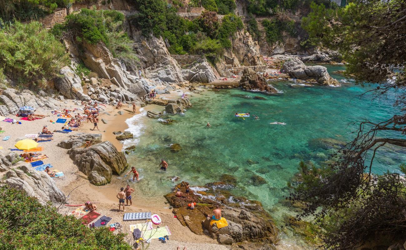 Cala d'en Trons'in fotoğrafı parlak kum ve kayalar yüzey ile