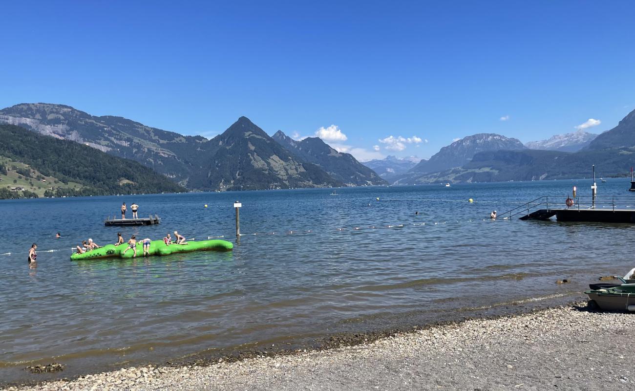 Strandbad Buochs-Ennetburgen'in fotoğrafı küçük gri çakıllar yüzey ile