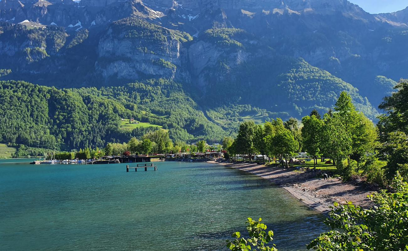 Güney Walenstadt Plajı'in fotoğrafı küçük gri çakıllar yüzey ile