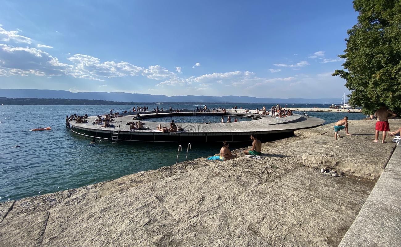Pontons du quai de Cologny'in fotoğrafı beton kaplı yüzey yüzey ile