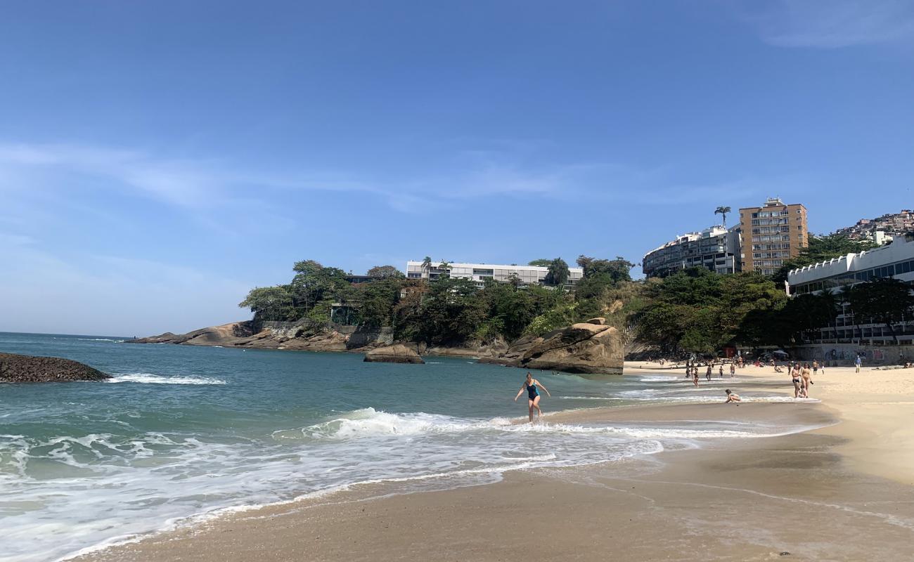Praia do Vidigal'in fotoğrafı i̇nce bej kum yüzey ile