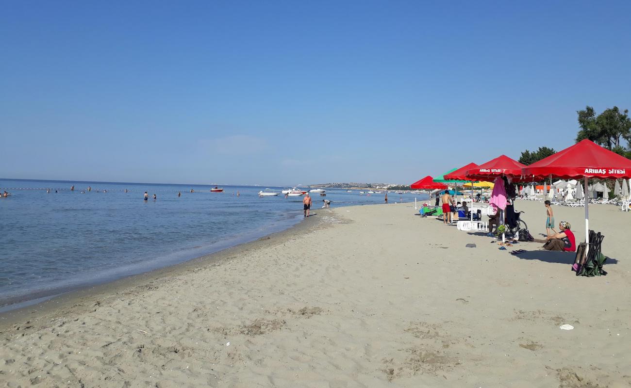 Ohri beach'in fotoğrafı kahverengi kum yüzey ile