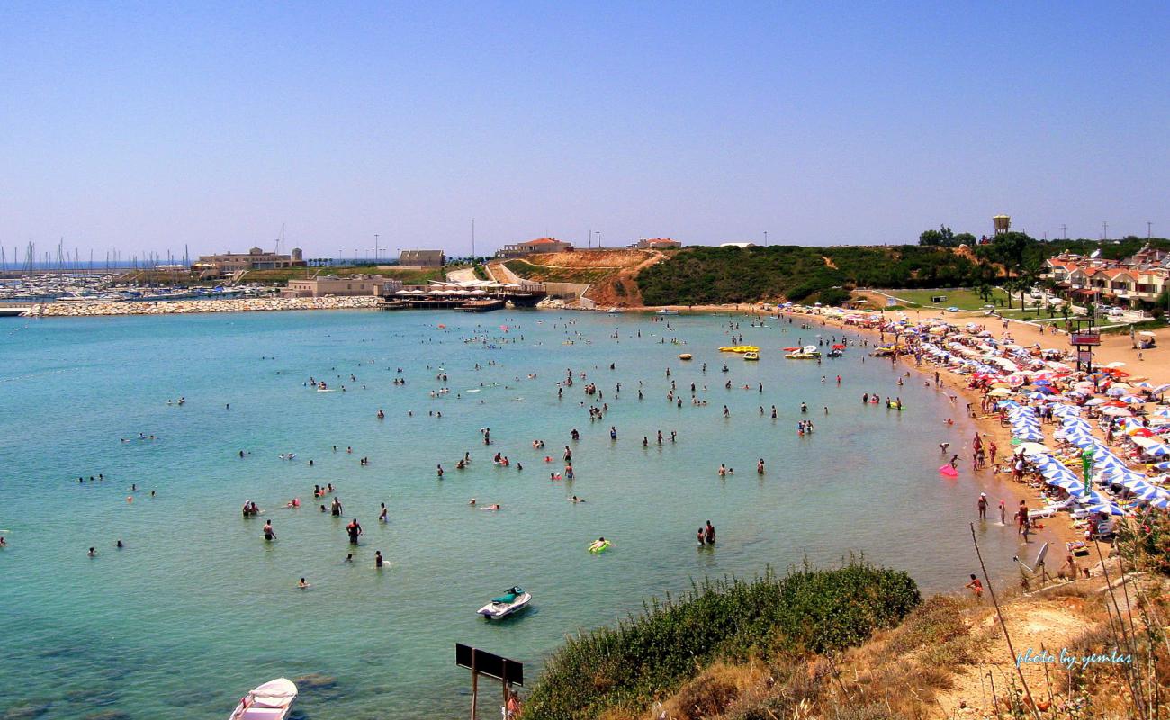 Didim resort beach'in fotoğrafı kahverengi kum yüzey ile