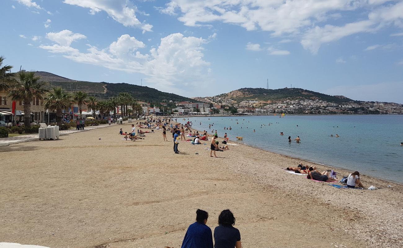 Yeni Foca Plajı'in fotoğrafı kahverengi kum yüzey ile