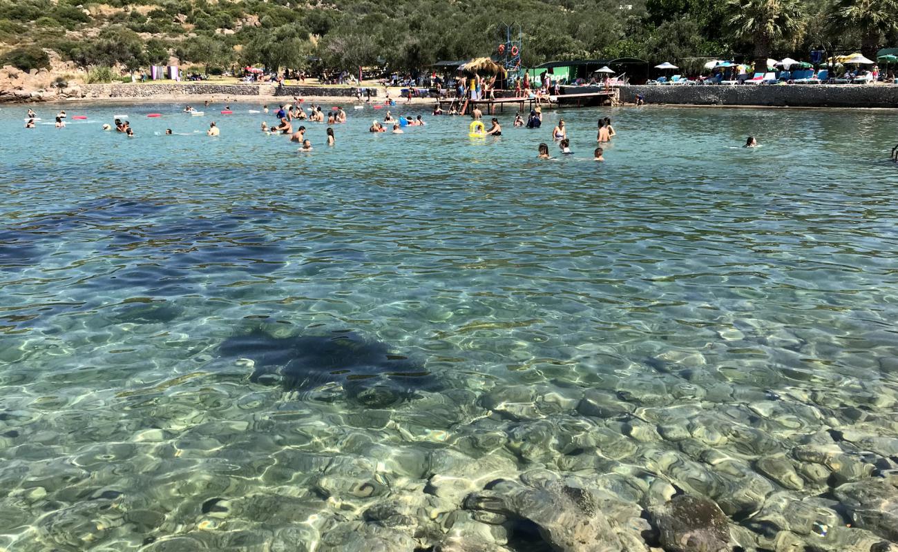 Korsan beach'in fotoğrafı taşlı kum yüzey ile