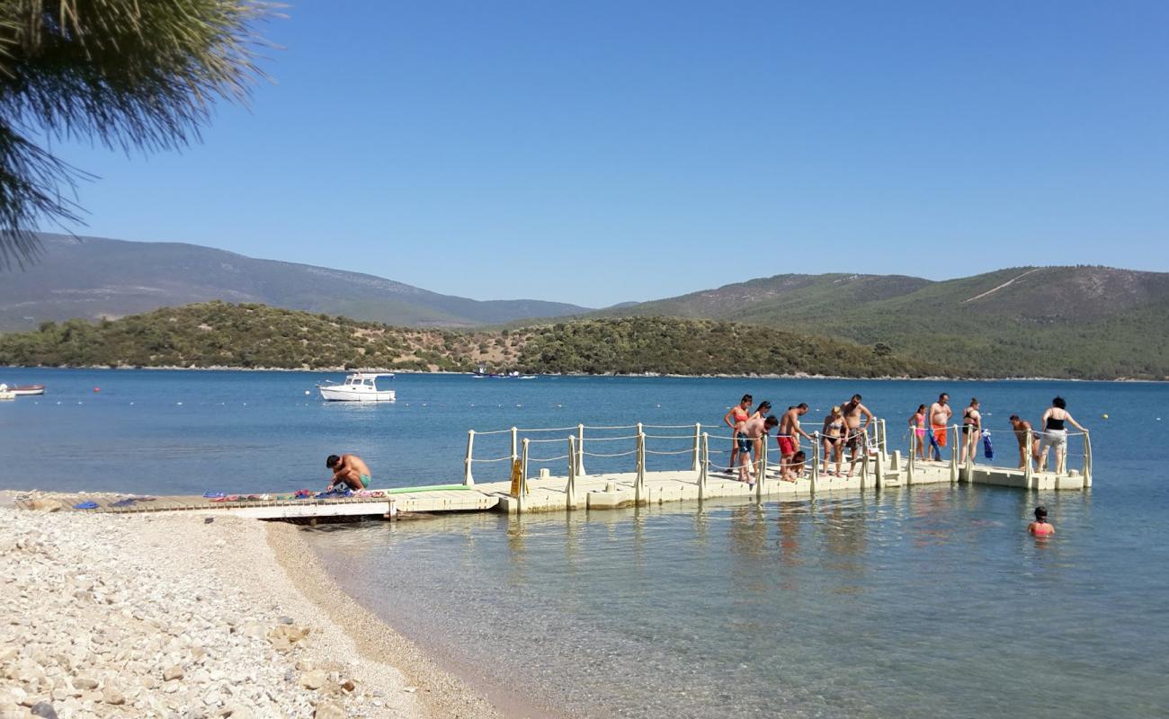 Guzelyali Plaji'in fotoğrafı küçük gri çakıllar yüzey ile