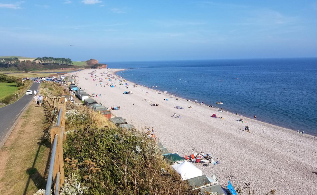 Budleigh Salterton beach'in fotoğrafı gri çakıl taşı yüzey ile