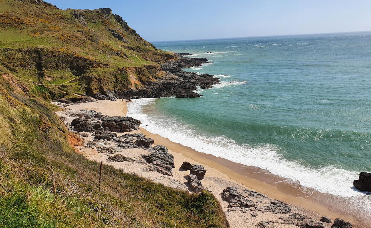 Mattiscombe Sands'in fotoğrafı küçük bej çakıl yüzey ile