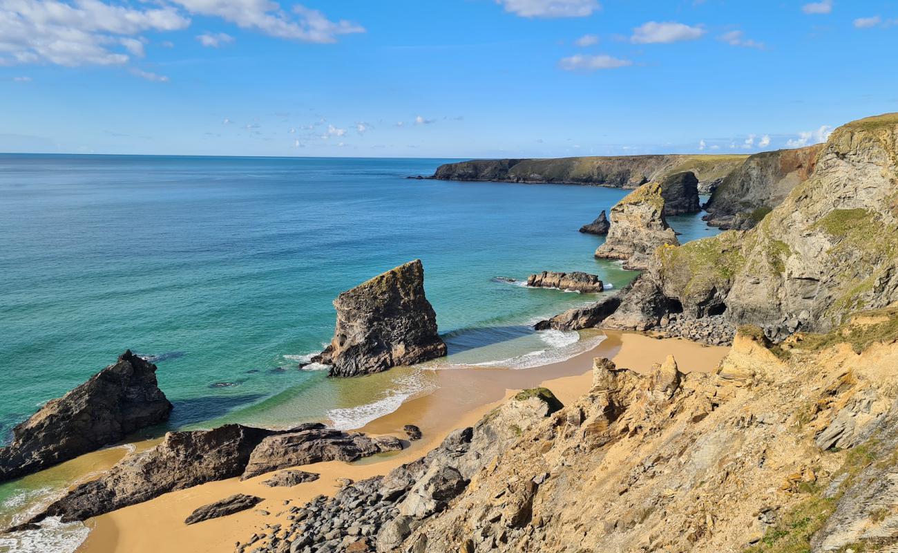 Pentire Steps beach'in fotoğrafı parlak ince kum yüzey ile