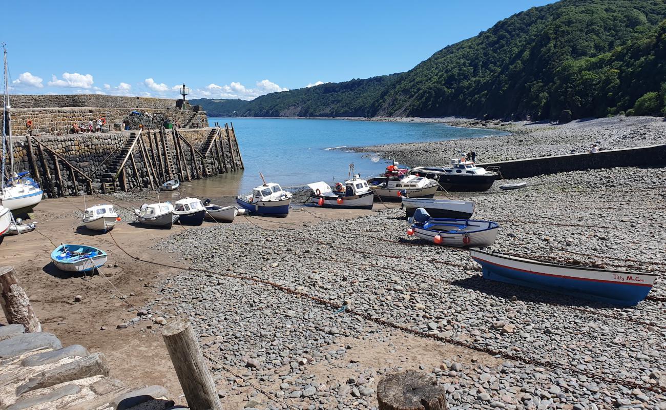 Clovelly plajı'in fotoğrafı gri çakıl taşı yüzey ile