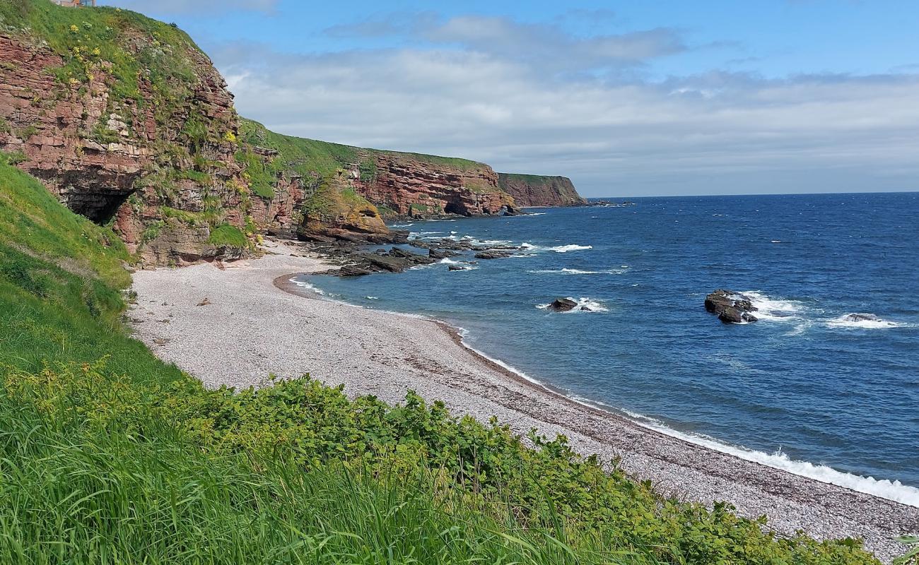 Auchmithie Beach'in fotoğrafı gri çakıl taşı yüzey ile