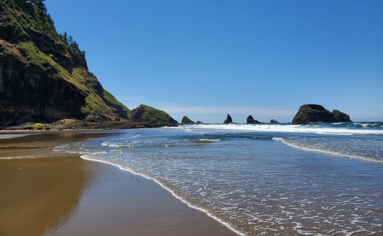 Larson Creek beach Oregon'in fotoğrafı bej kum ve çakıl yüzey ile