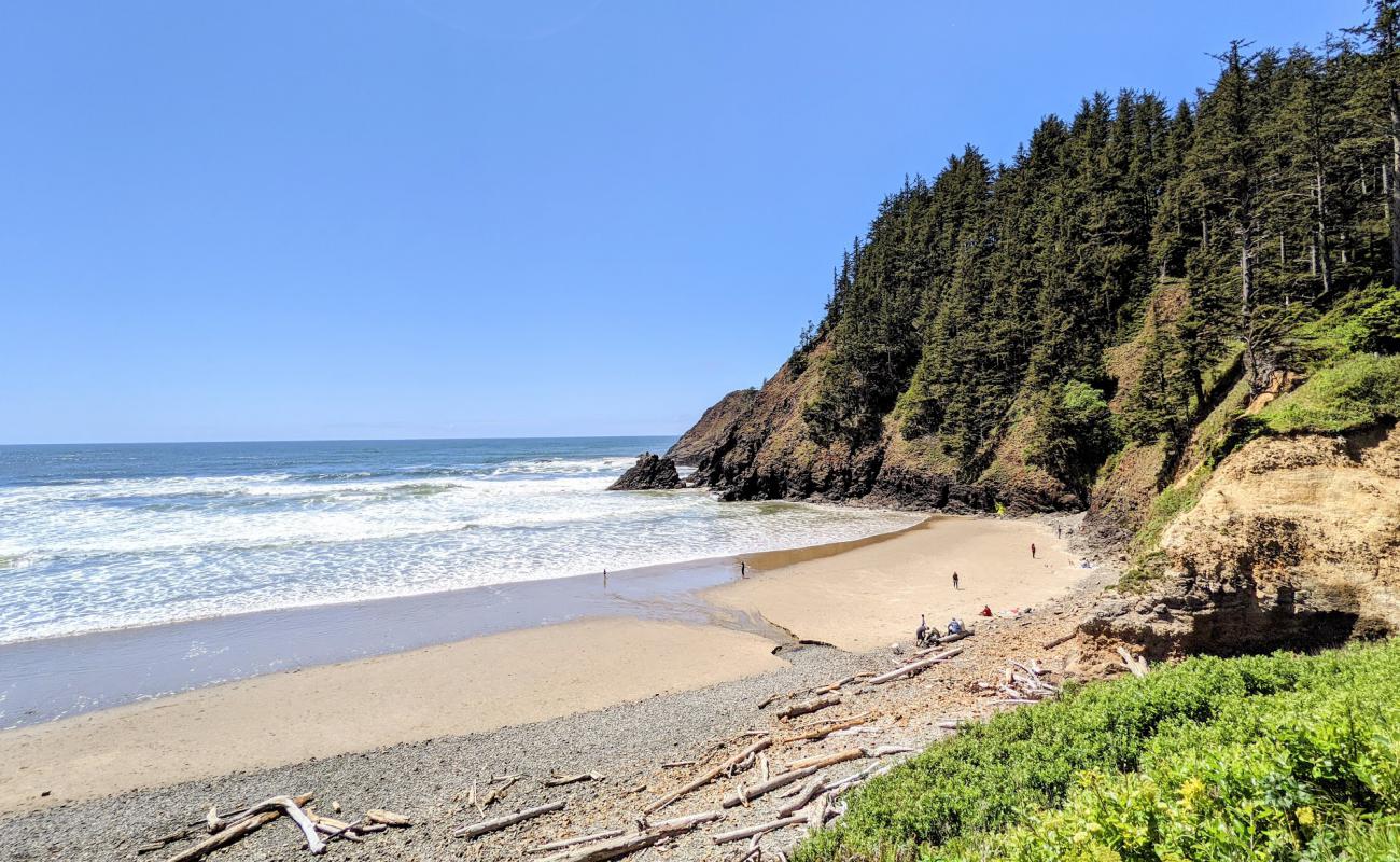 Indian Beach Oregon'in fotoğrafı parlak kum yüzey ile