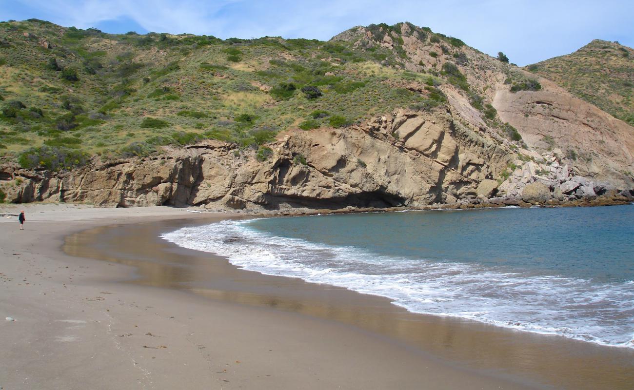 Santa Cruz Island'in fotoğrafı açık bej kum yüzey ile