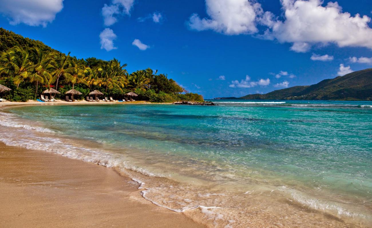 Rosewood Little Dix Bay Plajı'in fotoğrafı i̇nce bej kum yüzey ile